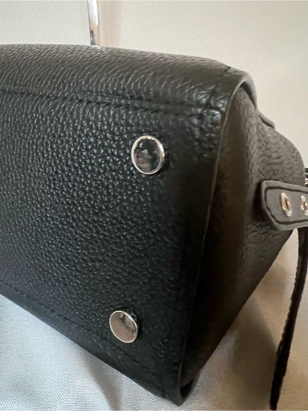 Michael Kors Black & Metallic Silver Snakeskin Embossed Satchel Handbag